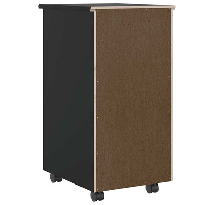 Musta laatikosto pyörillä moss Antusa (mänty)