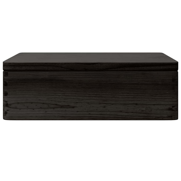 puinen laatikko kannella ja kahvoilla musta 40x30x13cm