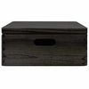 puinen laatikko kannella ja kahvoilla musta 40x30x13cm