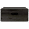 Musta puinen laatikko kannella ja kahvoilla Manasuc 40x30x13cm