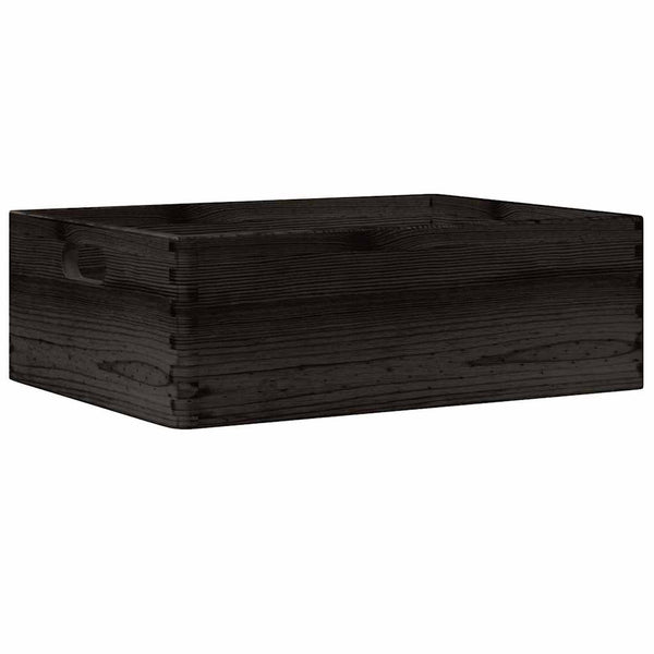 puulaatikko kahvoilla Musta 40x30x13 cm massiivipuumänty