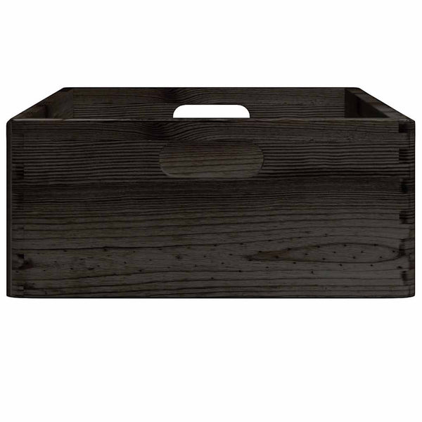 puulaatikko kahvoilla Musta 40x30x13 cm massiivipuumänty