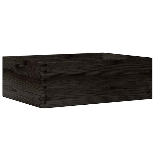 puulaatikko kahvoilla Musta 40x30x13 cm massiivipuumänty