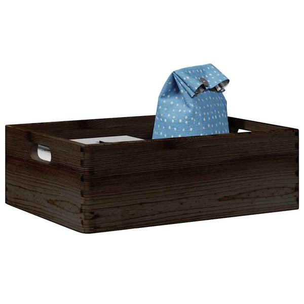 puulaatikko kahvoilla Musta 40x30x13 cm massiivipuumänty