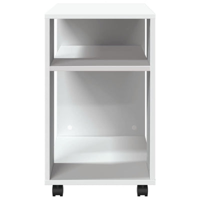 Valkoinen sivupöytä pyörillä Biron 70x35x60cm (puinen)