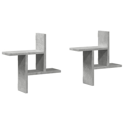 Seinähyllyt 2 kpl betoninharmaa 38x12x38 cm tekninen puu