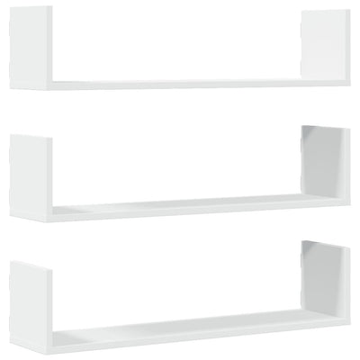 Seinähyllyt 3 kpl valkoinen 80x18x18 cm tekninen puu