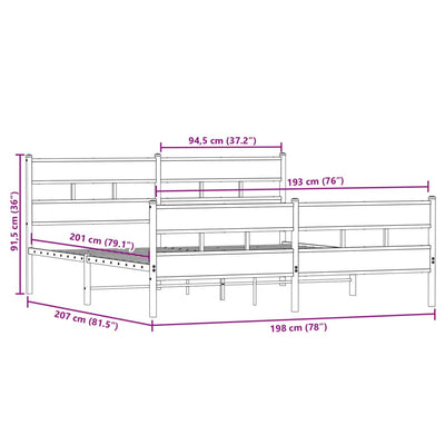 Savutammi metallinen sängynrunko ilman patjaa Tihamer 193x203cm