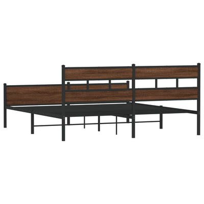 Metallinen sängynrunko ruskea tammi 193x203 cm
