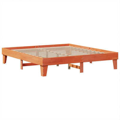 Sängynrunko ilman patjaa vahanruskea 200x200 cm täysi mänty