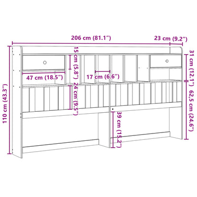 Sängynpääty säilytystilalla 200 cm täysi mänty