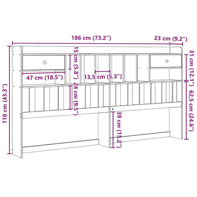Sängynpääty säilytystilalla 180 cm täysi mänty