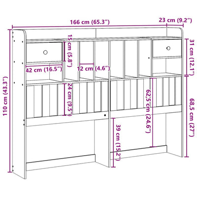 Sängynpääty säilytystilalla Seidmemet 180cm (mänty)
