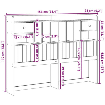 Valkoinen sängynpääty säilytystilalla Seidmemet 150cm (mänty)