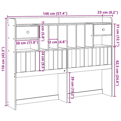 Sängynpääty säilytystilalla 140 cm täysi mänty