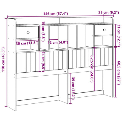 Sängynpääty säilytystilalla Seidmemet 140cm (mänty)