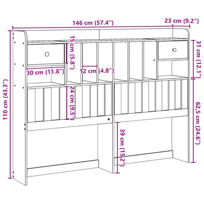 Sängynpääty säilytystilalla valkoinen 140 cm täysi mänty