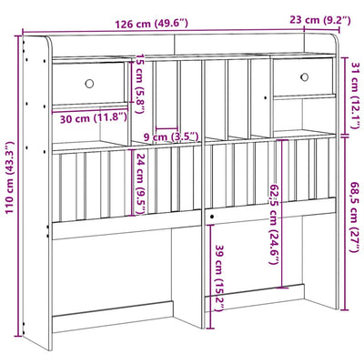 Vahanruskea sängynpääty säilytystilalla Seidmemet 120cm (mänty)