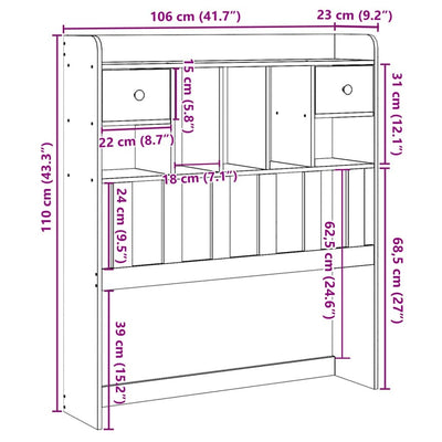 Vahanruskea sängynpääty säilytystilalla Seidmemet 100cm (mänty)