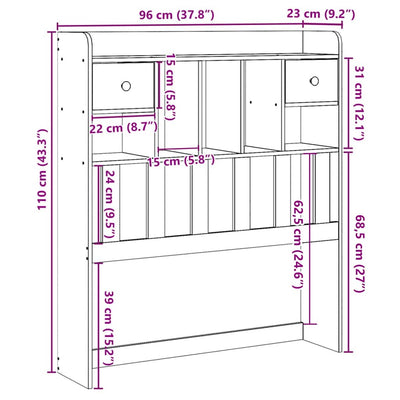 Sängynpääty säilytystilalla Seidmemet 90cm (mänty)