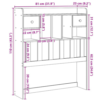 Sängynpääty säilytystilalla valkoinen 75 cm täysi mänty