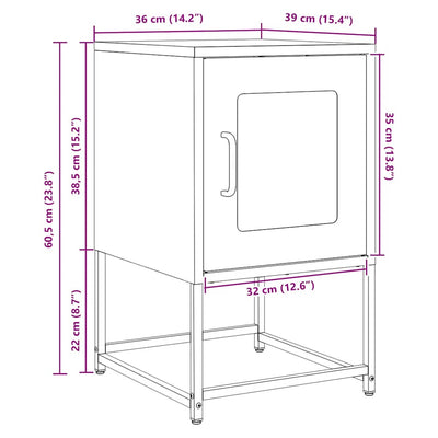 Valkoinen yöpöytäkaappi Leposava 36x39x60,5cm (kylmävalssattu teräs)