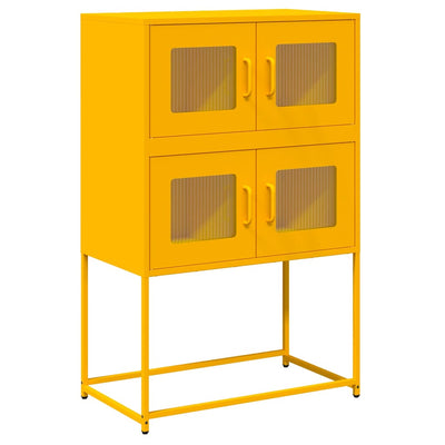 Highboard Sinapinkeltainen 68x39x107 cm Teräs