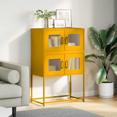 Highboard Sinapinkeltainen 68x39x107 cm Teräs