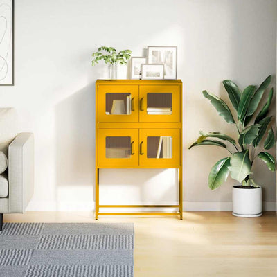 Highboard Sinapinkeltainen 68x39x107 cm Teräs