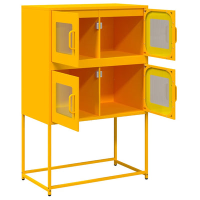 Highboard Sinapinkeltainen 68x39x107 cm Teräs