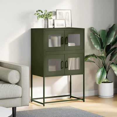 Highboard Oliivinvihreä 68x39x107 cm Teräs