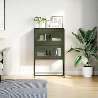 Highboard Oliivinvihreä 68x39x107 cm Teräs