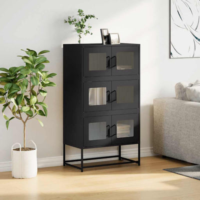 Highboard Musta 68x39x123 cm Teräs