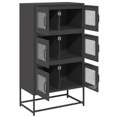 Highboard Musta 68x39x123 cm Teräs