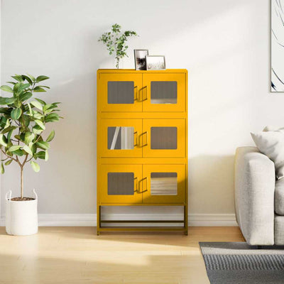 Highboard Sinapinkeltainen 68x39x123 cm Teräs