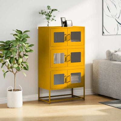Highboard Sinapinkeltainen 68x39x123 cm Teräs