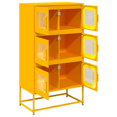 Highboard Sinapinkeltainen 68x39x123 cm Teräs