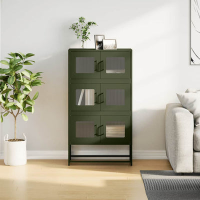 Highboard Oliivinvihreä 68x39x123 cm Teräs