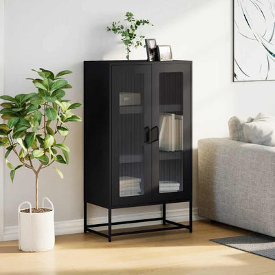 Highboard Musta 68x39x123 cm Teräs