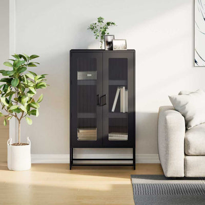 Highboard Musta 68x39x123 cm Teräs