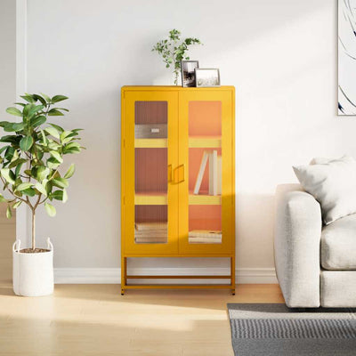 Highboard Sinapinkeltainen 68x39x123 cm Teräs