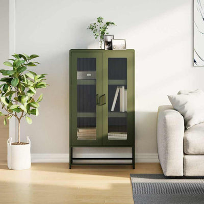 Highboard Oliivinvihreä 68x39x123 cm Teräs