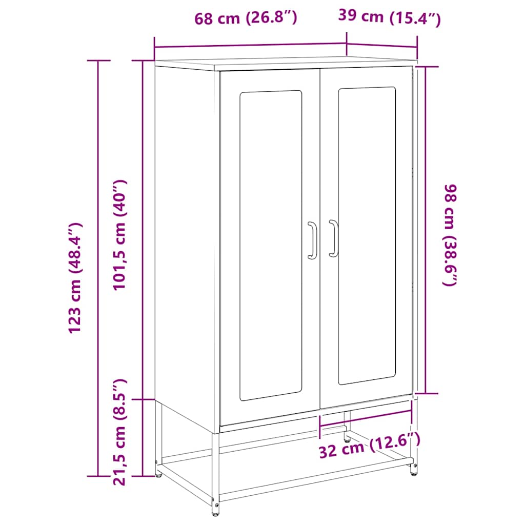 Valkoinen highboard Socrati 68x39x123cm (teräs)