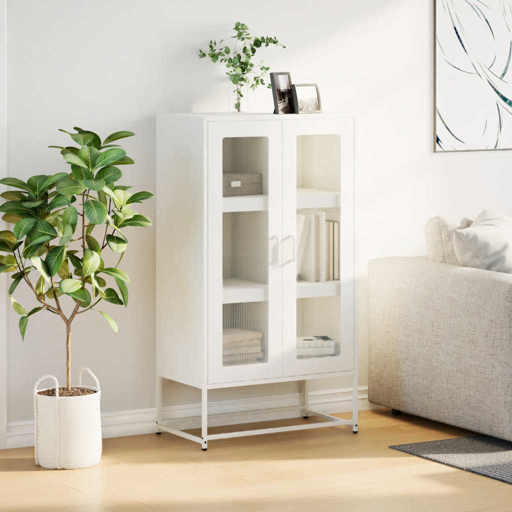 Valkoinen highboard Socrati 68x39x123cm (teräs)