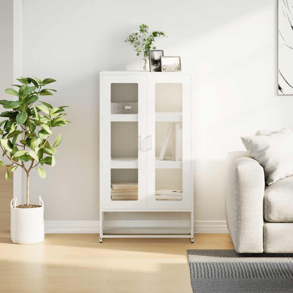 Valkoinen highboard Socrati 68x39x123cm (teräs)