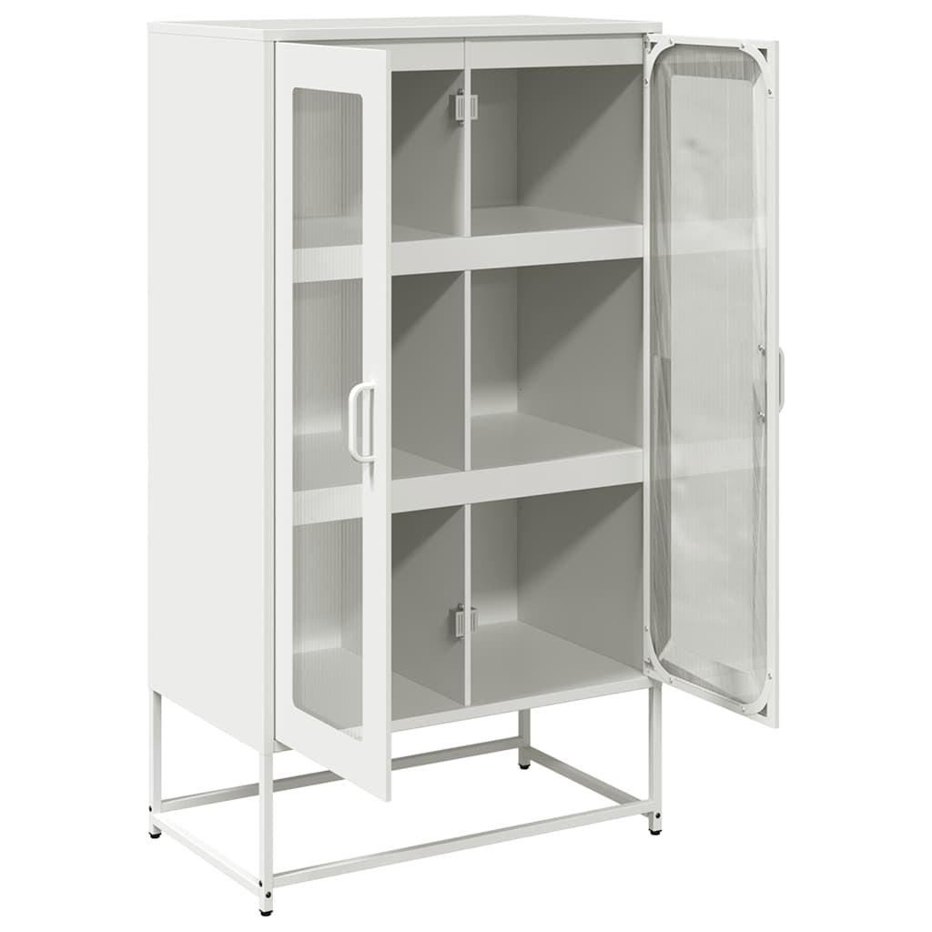 Valkoinen highboard Socrati 68x39x123cm (teräs)