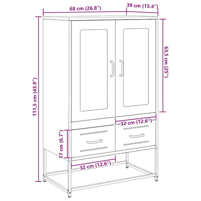 Sinapinkeltainen kaappi Chong 68x39x111,5cm (teräs)