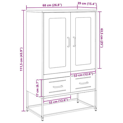 Oliivinvihreä kaappi Chong 68x39x111,5cm (teräs)