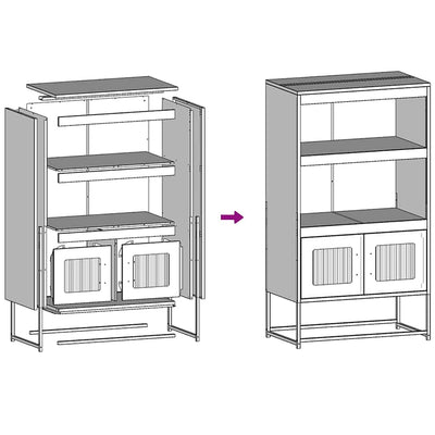 Highboard Musta 68x39x123 cm Teräs