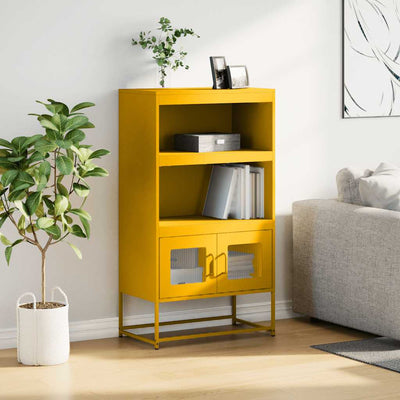 Highboard Sinapinkeltainen 68x39x123 cm Teräs